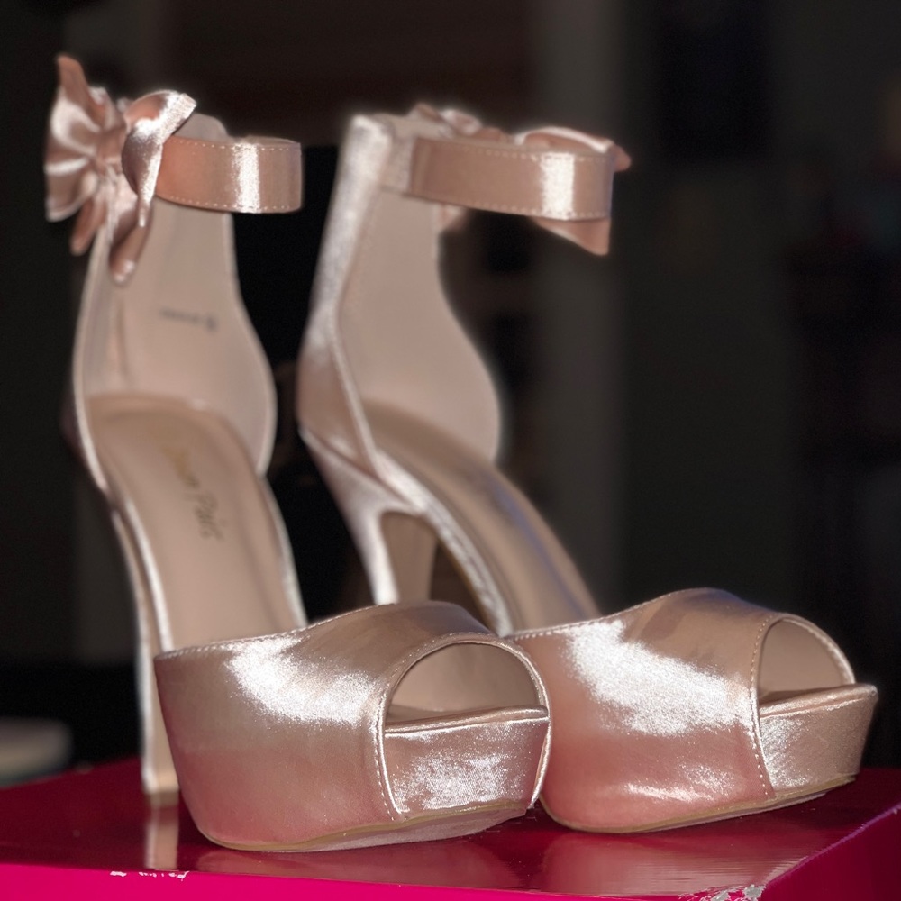 Pink Satin Heels